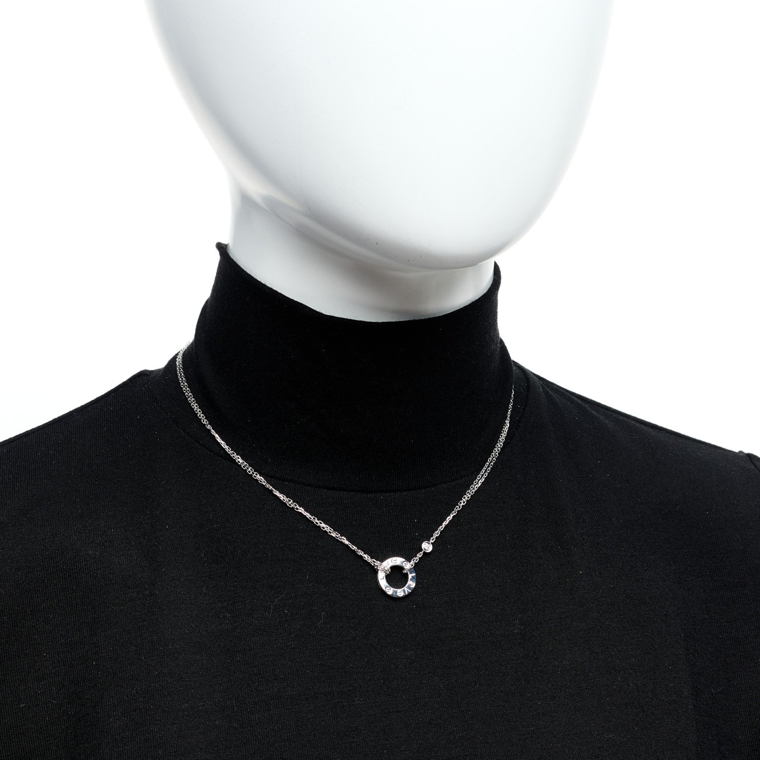 Cartier 18K White Gold 2 Diamond LOVE Necklace 2 of 6