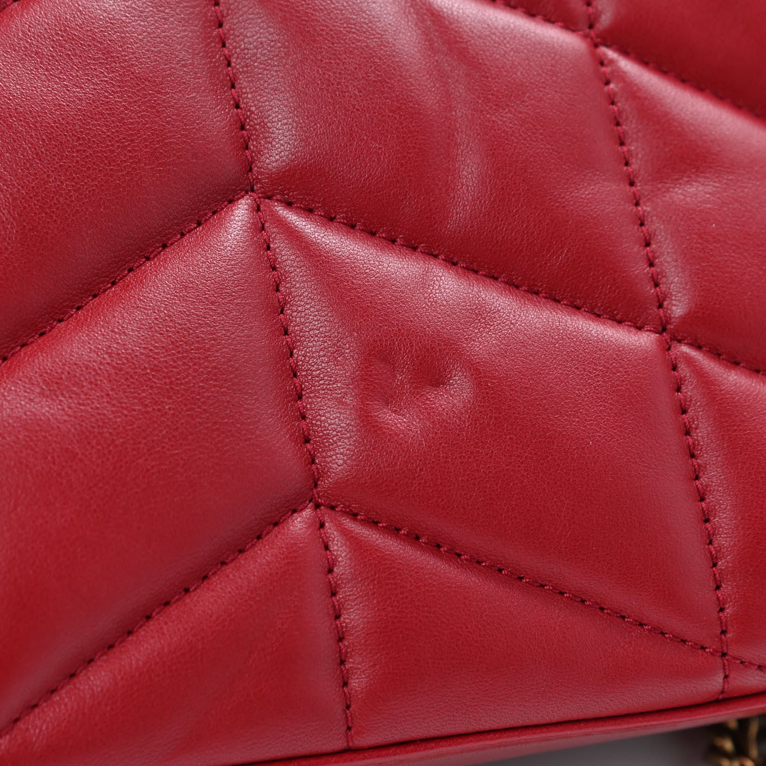 Saint Laurent Lambskin Quilted Toy Loulou Puffer Monogram Chain Satchel Red 10 of 12