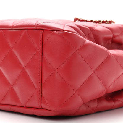 Chanel Lambskin Quilted Chain Drawstring Bag Red 9 of 9