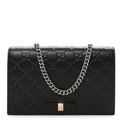 Gucci Guccissima Signature Bowy Chain Wallet Black 1 of 9