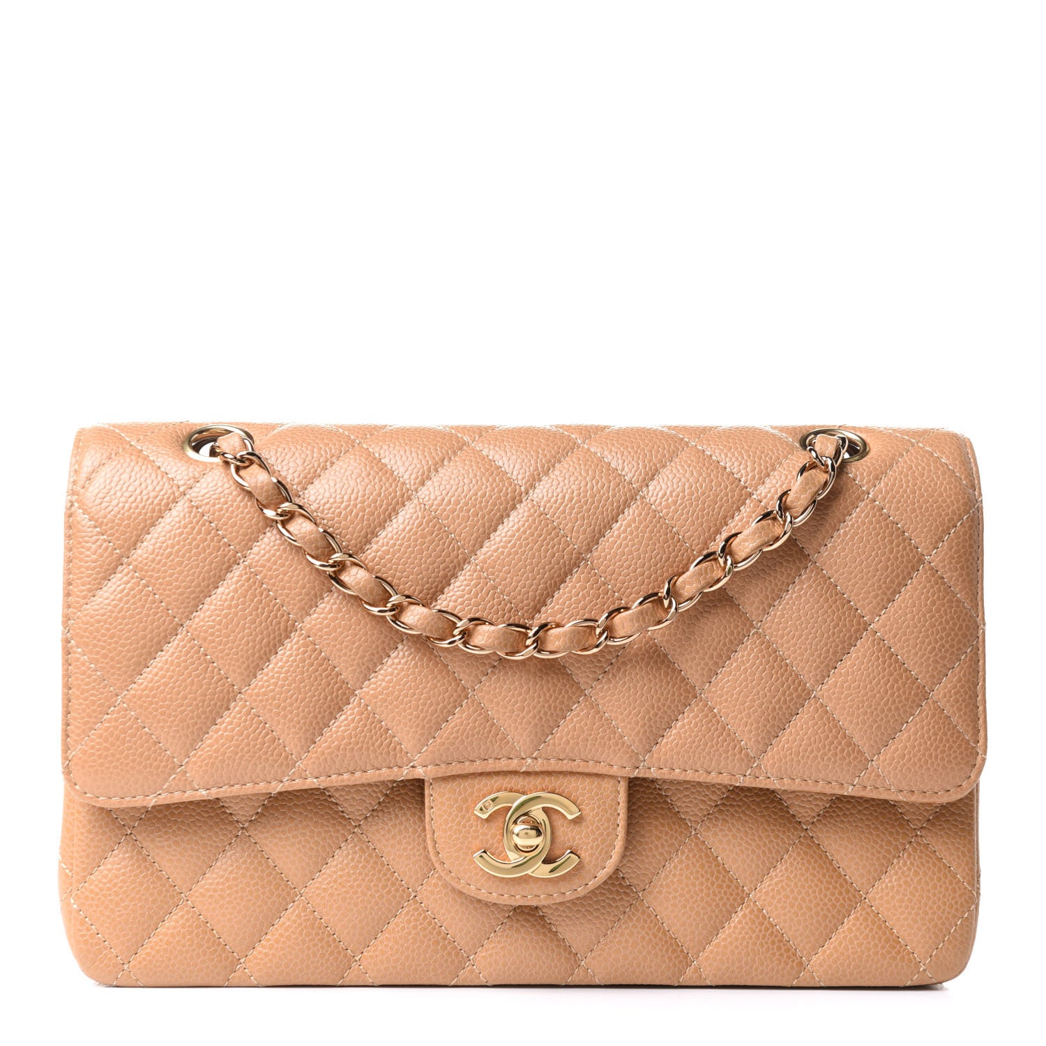 Chanel Caviar Quilted Medium Double Flap Dark Beige 1 of 10