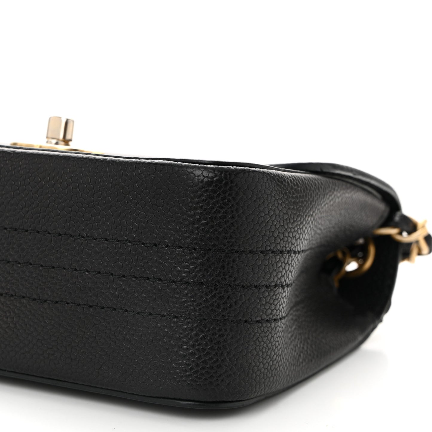 Grained Calfskin Mini Square Classic Pure Flap Black