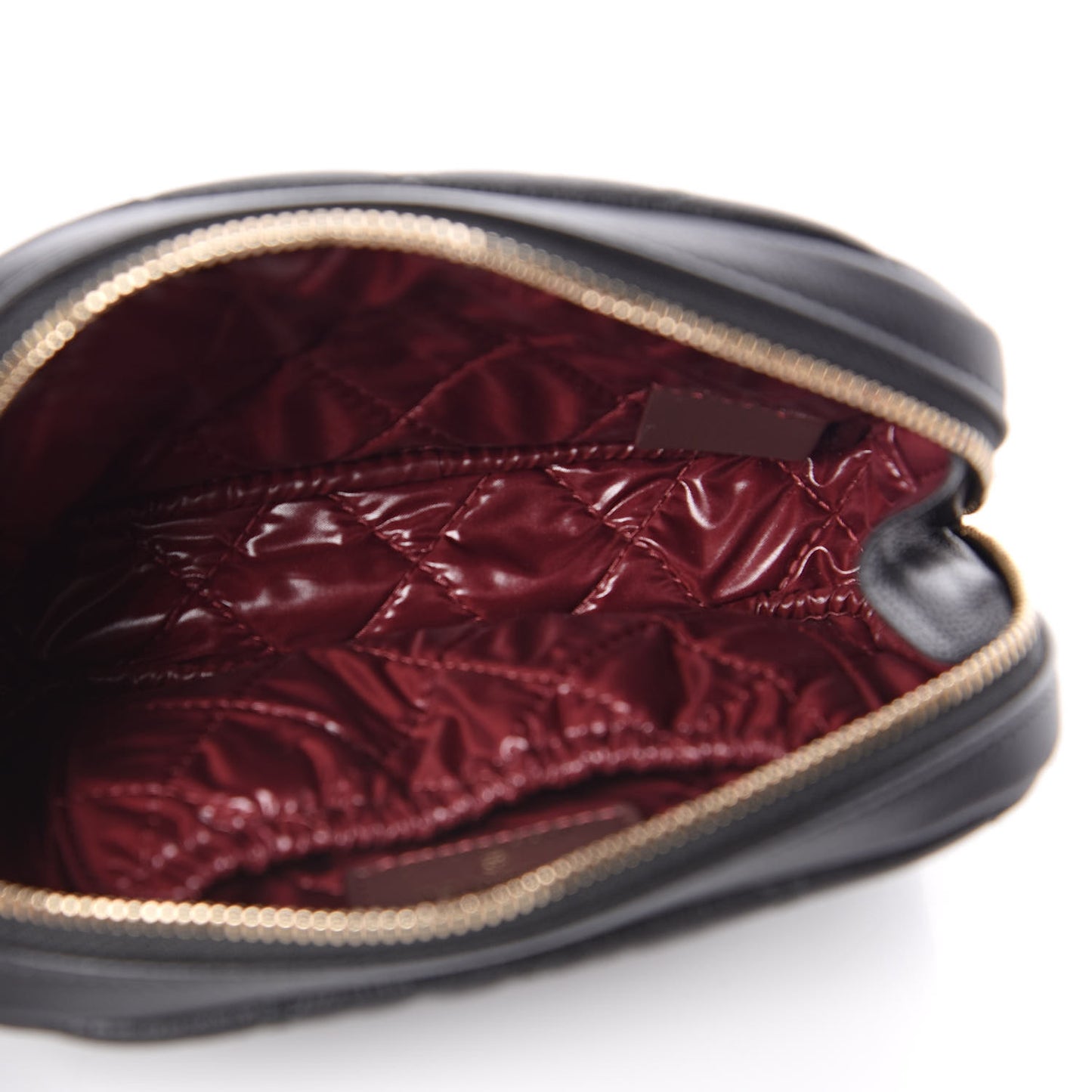 Caviar Quilted Small Curvy Pouch Cosmetic Case Black