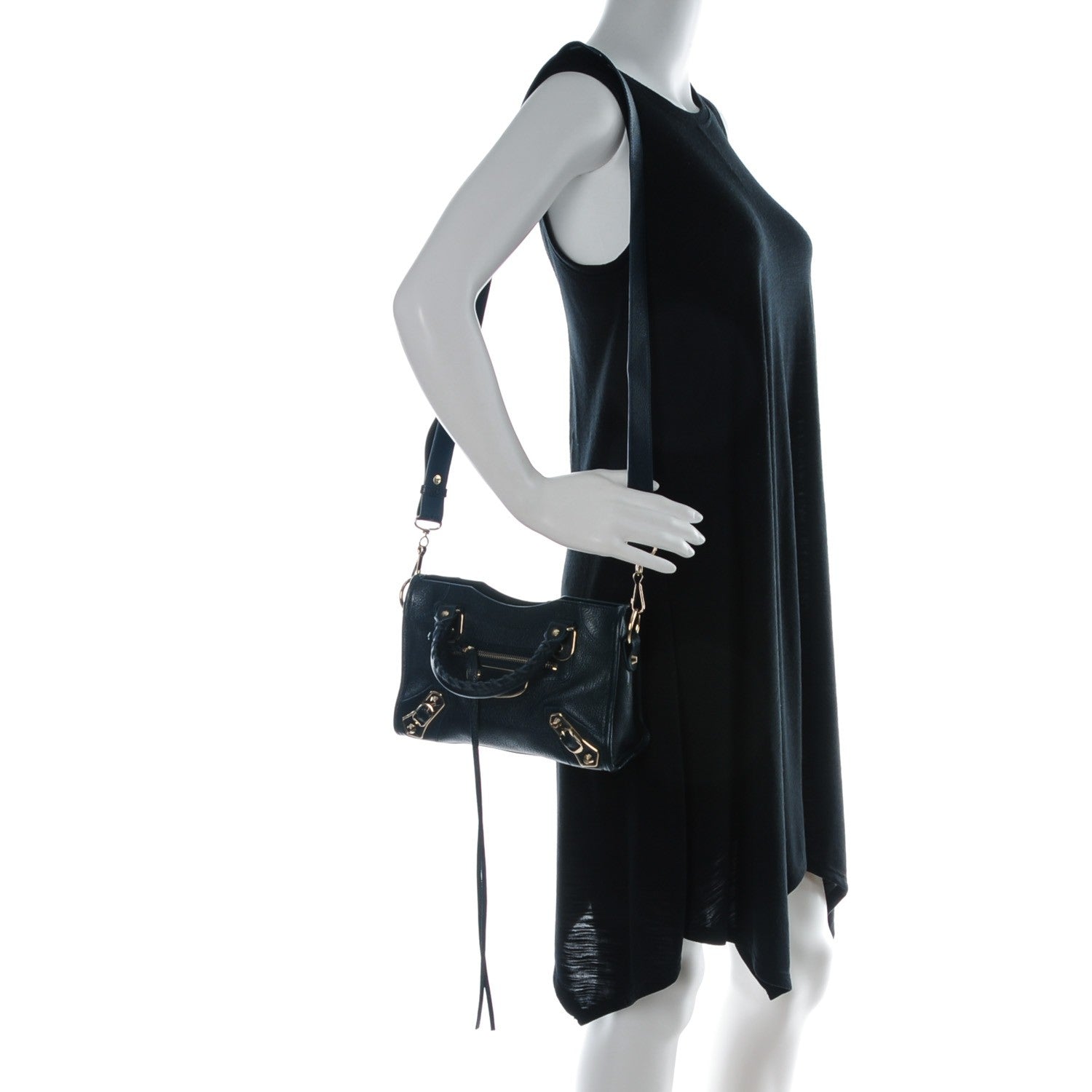 Balenciaga Chevre Gold Metallic Edge Hardware Mini City Bleu Paon 2 of 8