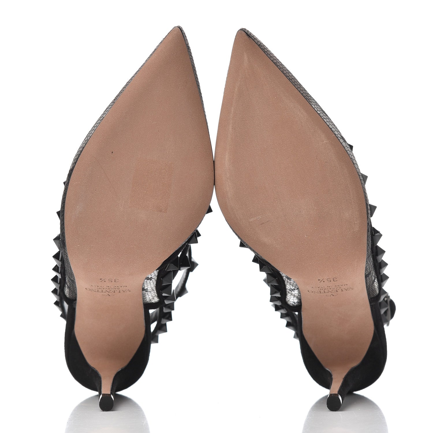 Valentino Garavani Mesh Point d'Esprit Suede Rockstud Ankle Strap 100mm Pumps 35.5 Black 5 of 12