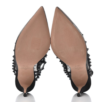 Valentino Garavani Mesh Point d'Esprit Suede Rockstud Ankle Strap 100mm Pumps 35.5 Black 5 of 12