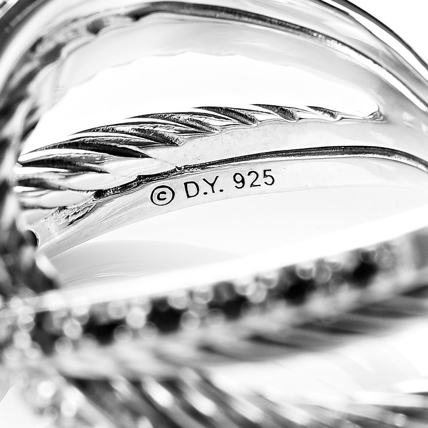 Sterling Silver Black Diamond X Crossover Cable Ring 54 7