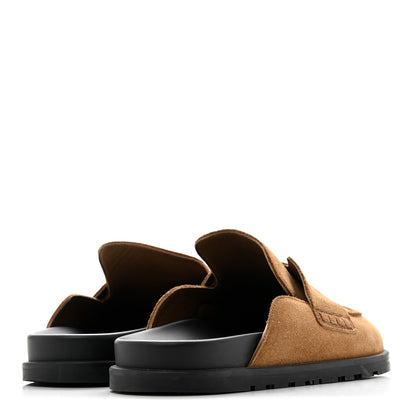 Hermes Suede Calfskin Mens Go Mules 41.5 Brun Fume 5 of 10