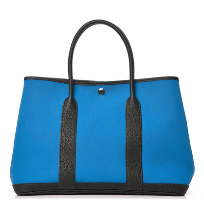 Hermes Toile Officier Negonda Garden Party Tote 36 MM Bleu Zanzibar Vert Fonce 1 of 8