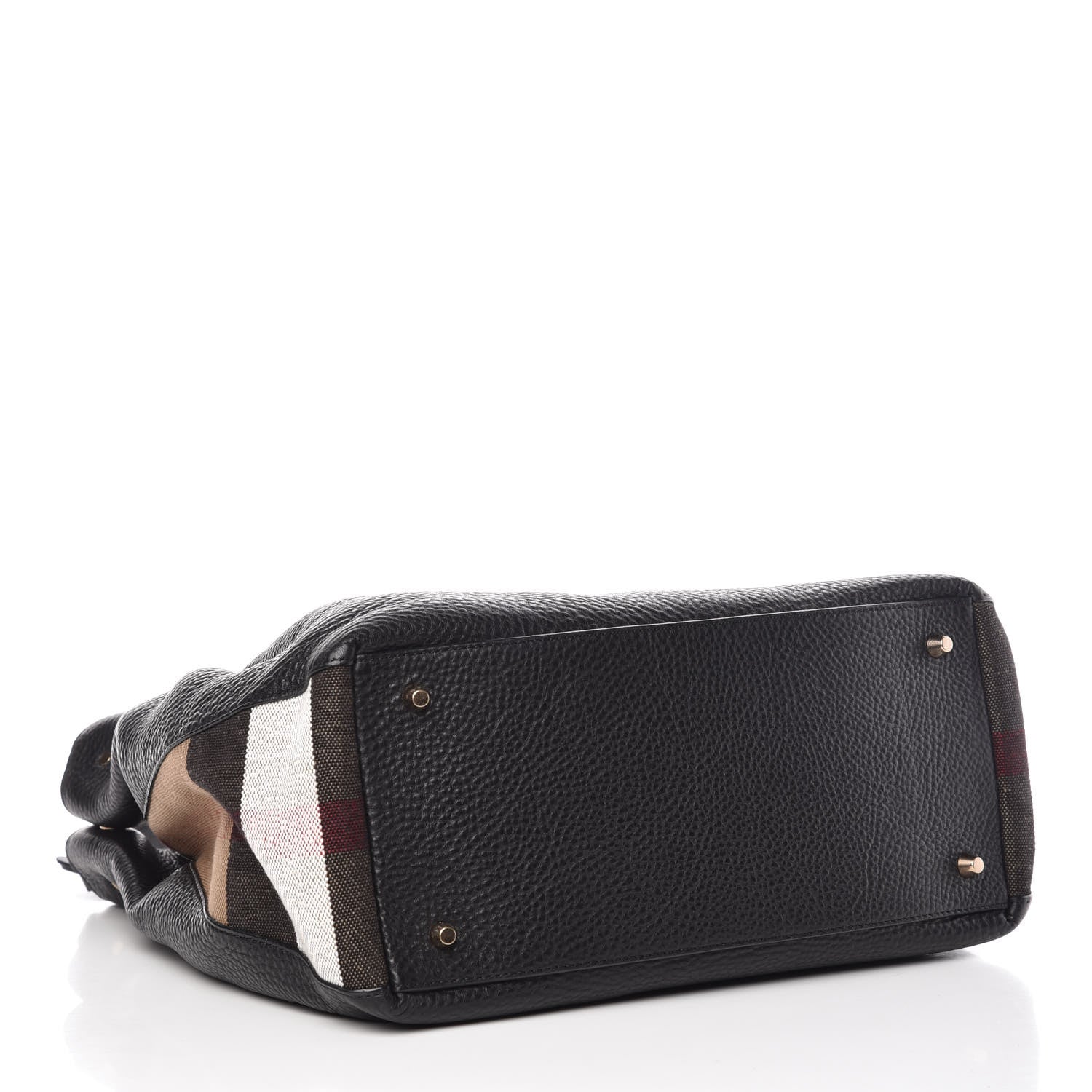 Burberry Grainy Calfskin House Check Medium Maidstone Black 4 of 9