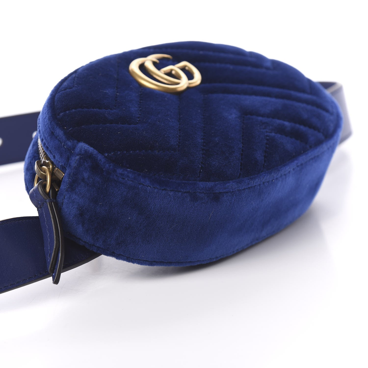 Gucci Velvet Matelasse GG Marmont Belt Bag 75 30 Cobalt Blue 8 of 9