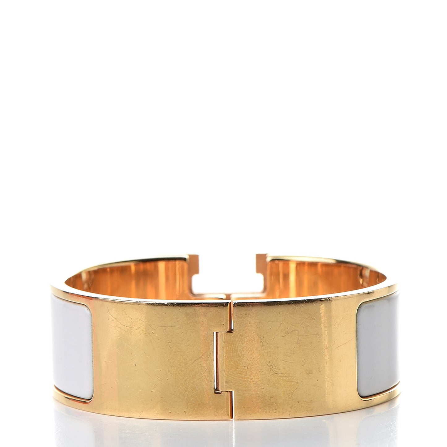 Enamel Wide Clic Clac H Bracelet PM White