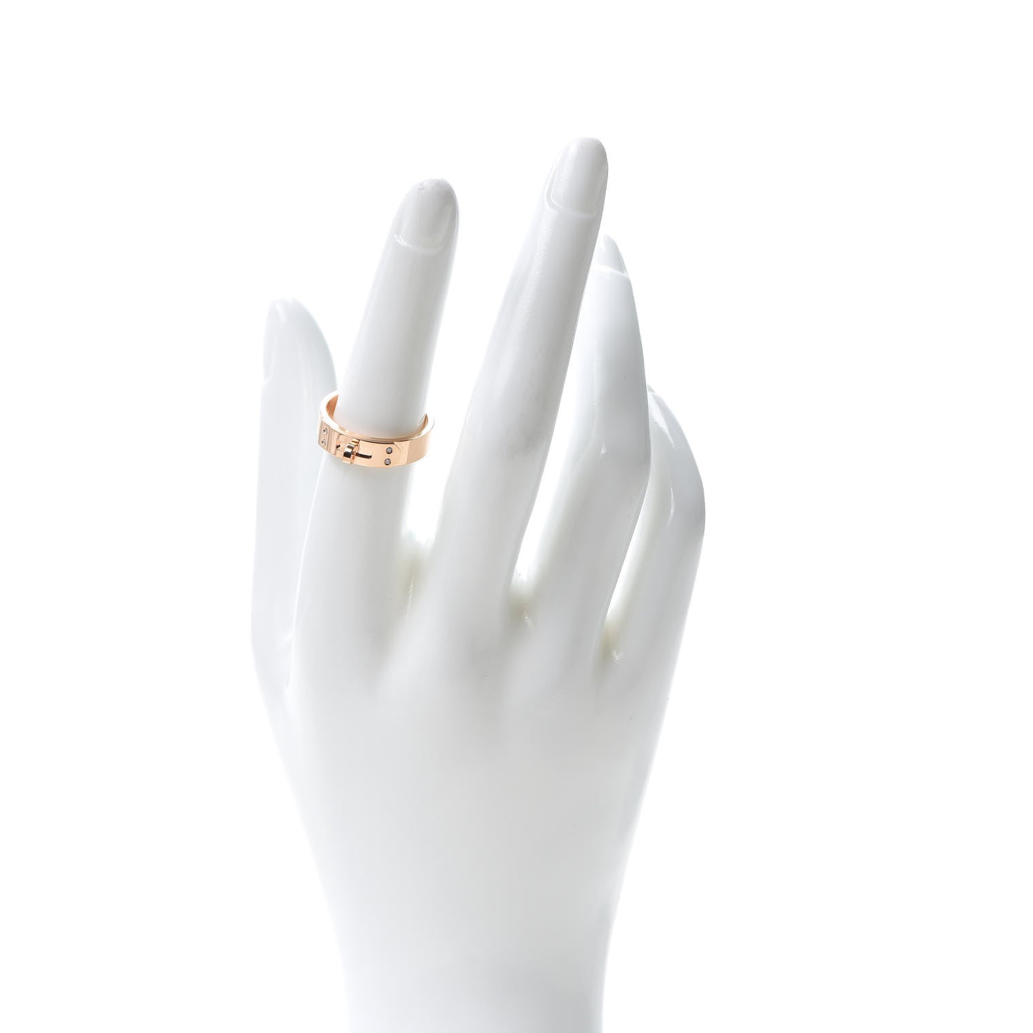Hermes 18K Rose Gold Diamond PM Kelly Ring 54 6.75 2 of 5