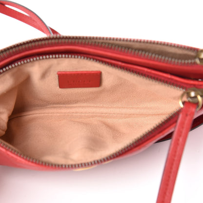 Gucci Calfskin Matelasse Small GG Marmont Double Zip Shoulder Bag Hibiscus Red 6 of 11