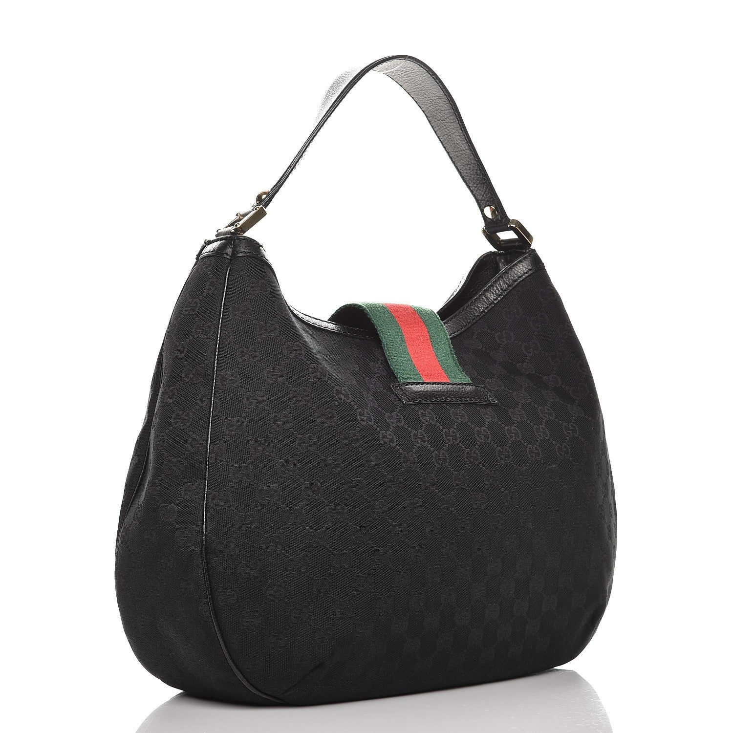 Gucci Monogram Large New Ladies Web Hobo Black 3 of 10