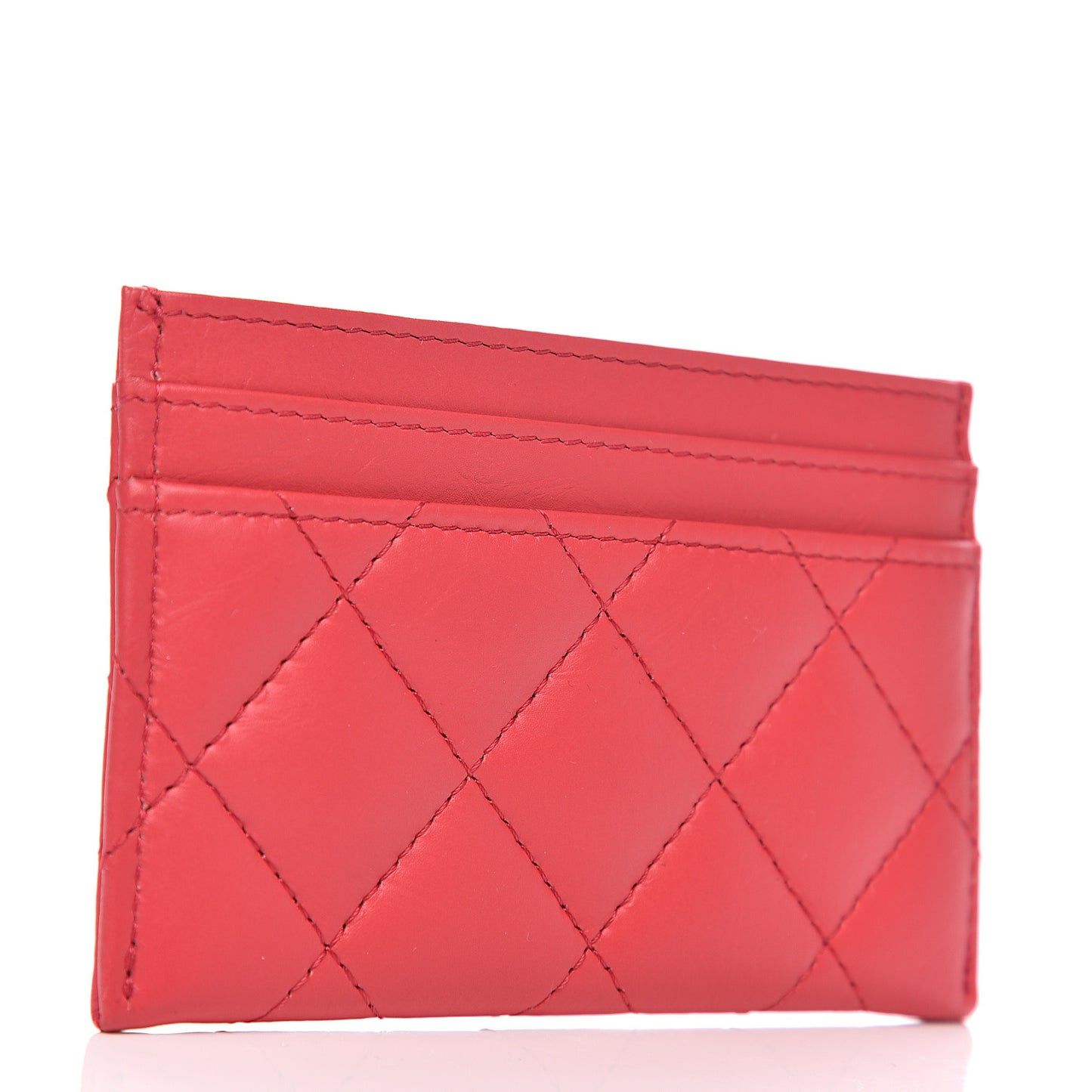 Aged Calfskin Quilted Reissue Card Holder Red