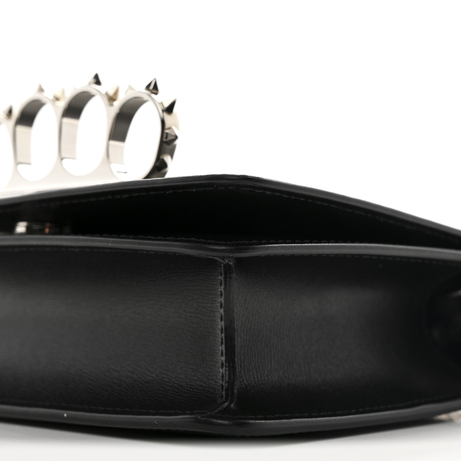 Alexander McQueen Smooth Calfskin Mini The Four Ring Knuckle Chain Shoulder Bag Black 9 of 9