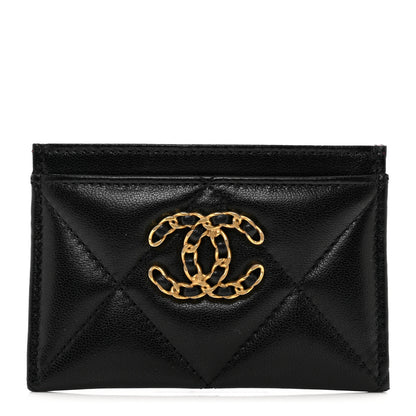 Chanel Lambskin Quilted Chanel 19 Card Holder Black 1 of 9