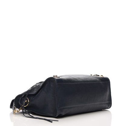 Balenciaga Chevre Gold Metallic Edge Hardware City Bleu Nuit Dark Sea 5 of 8
