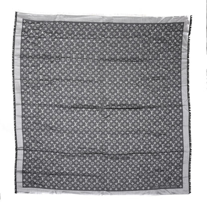 Louis Vuitton Wool Silk Monogram Denim Shawl Black 1 of 4