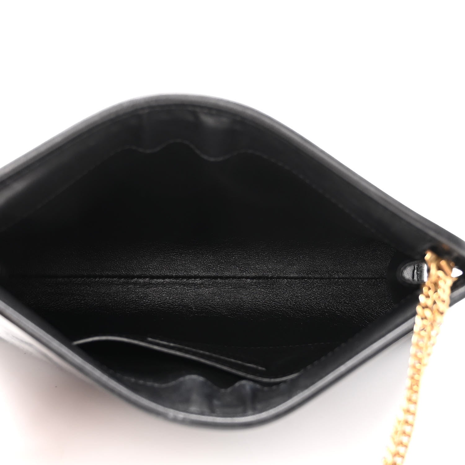 Saint Laurent Lambskin Quilted Monogram Baby Victoire Chain Clutch Bag Black 5 of 12