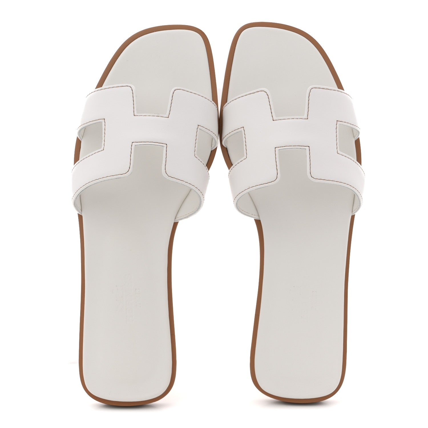 Hermes Box Calfskin Oran Sandals 36.5 White 2 of 11