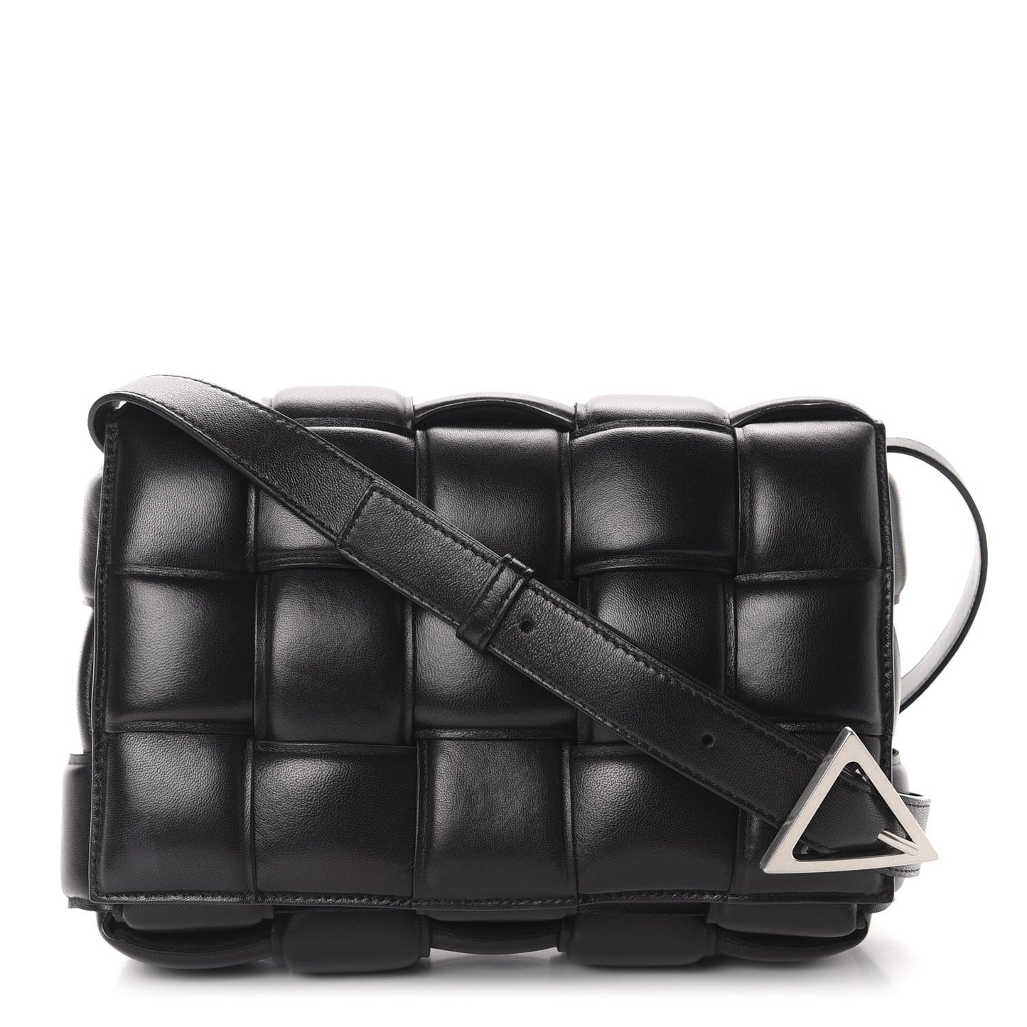 Nappa Maxi Intreccio Padded Cassette Crossbody Bag Black