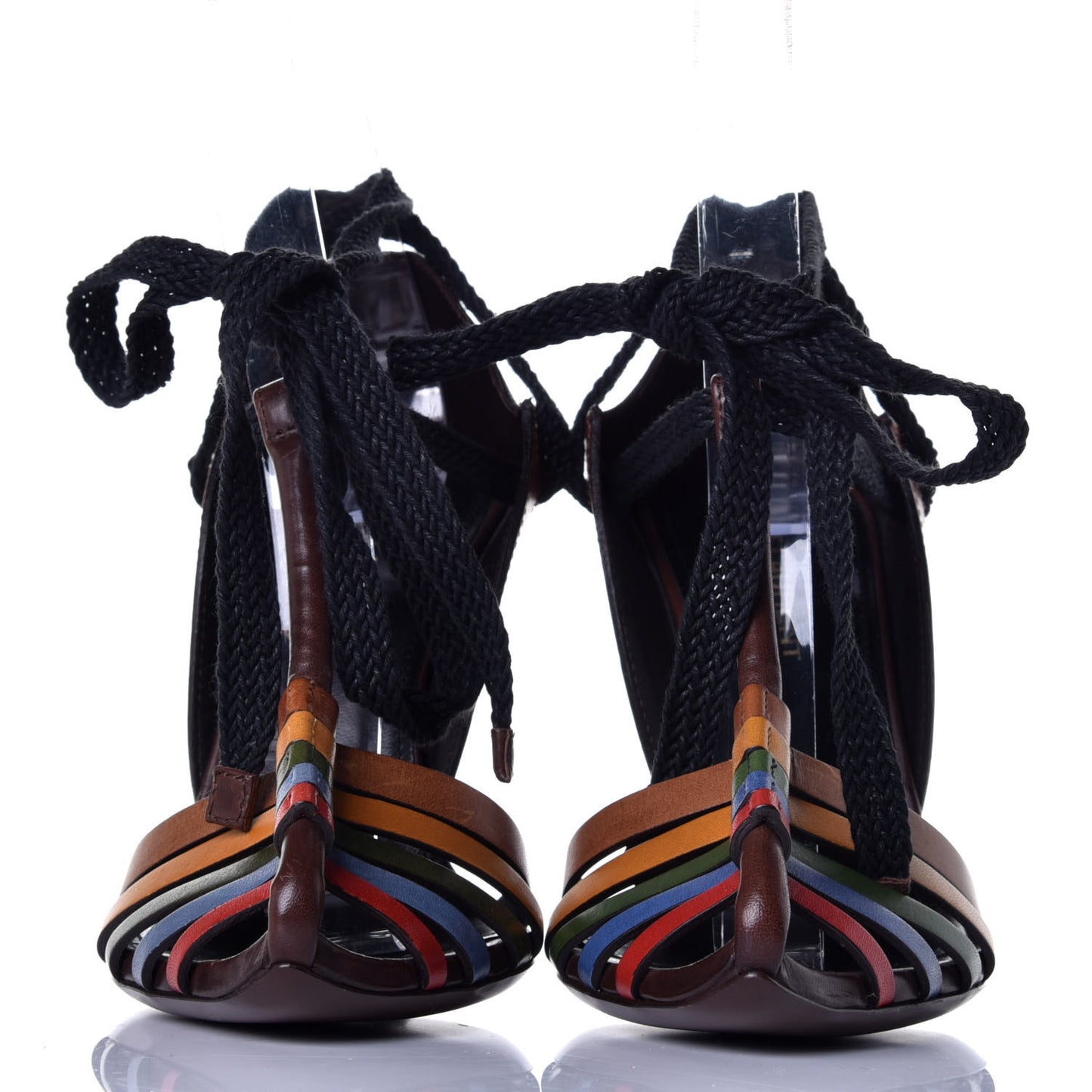 Calfskin Majorelle 105 Lace Up Convertible Pumps 35.5 Multicolor