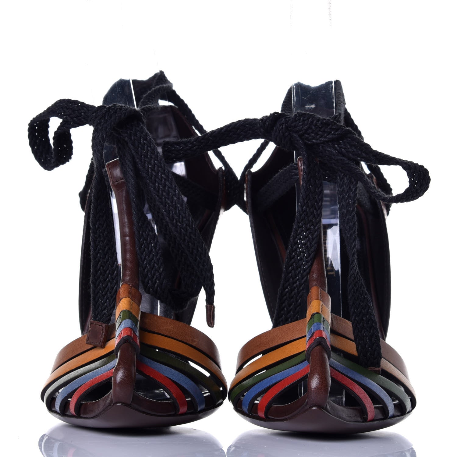 Saint Laurent Calfskin Majorelle 105 Lace Up Convertible Pumps 35.5 Multicolor 2 of 9