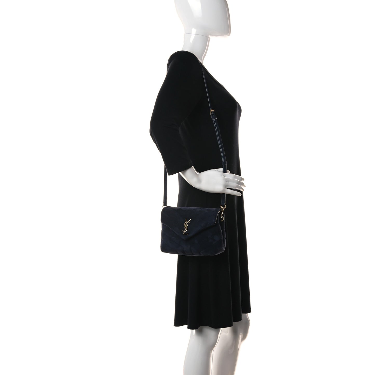 Suede Toy Loulou Shoulder Bag Deep Marine