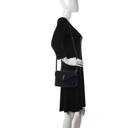 Saint Laurent Suede Toy Loulou Shoulder Bag Deep Marine 2 of 11