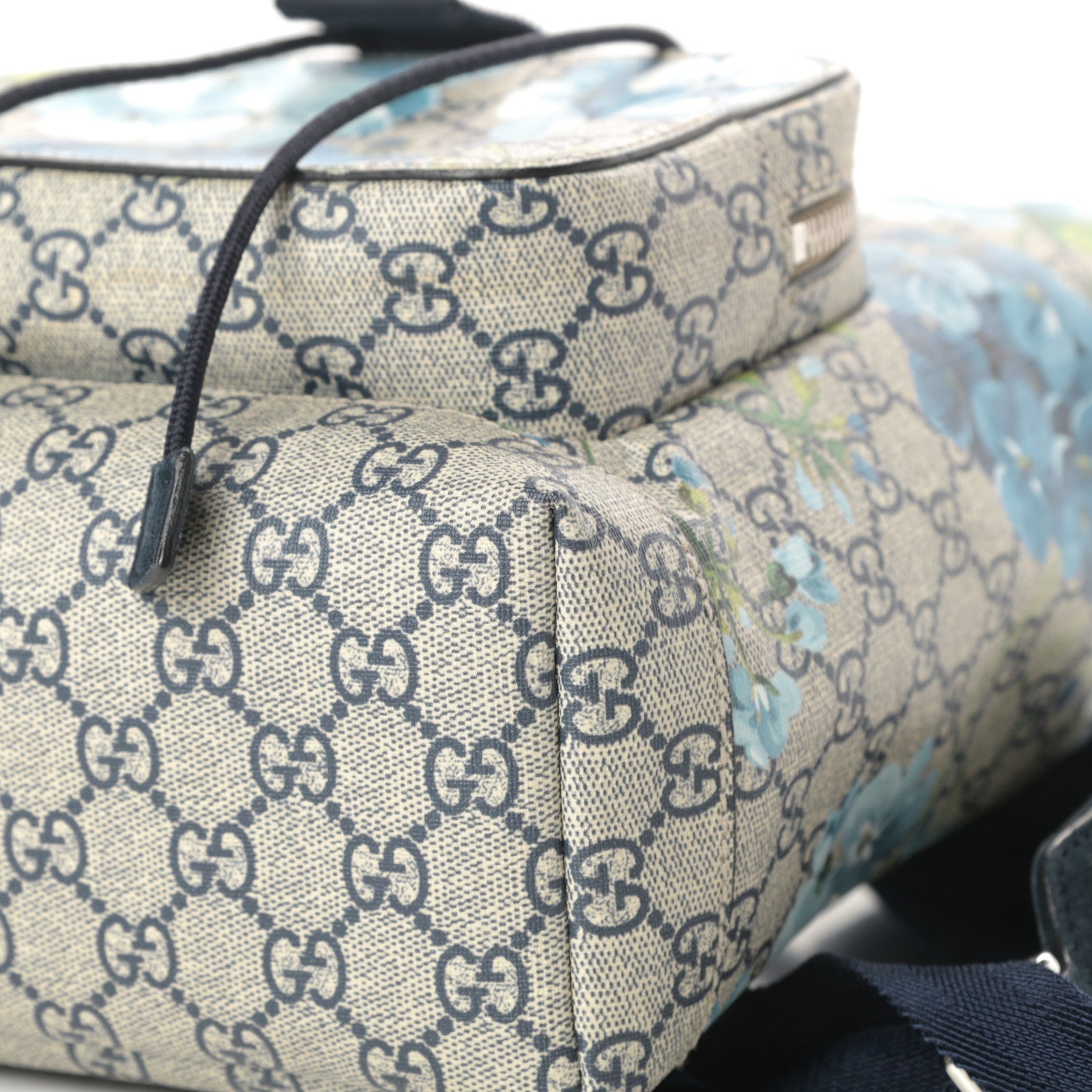Gucci GG Supreme Monogram Blooms Small Single Buckle Backpack Beige Blue Navy 10 of 12