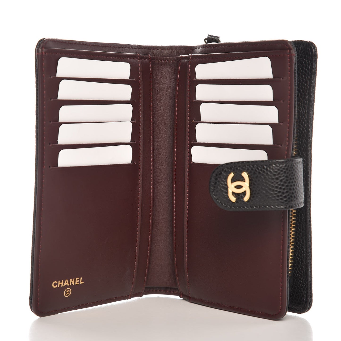 Caviar Quilted Zipped Pocket Wallet Black