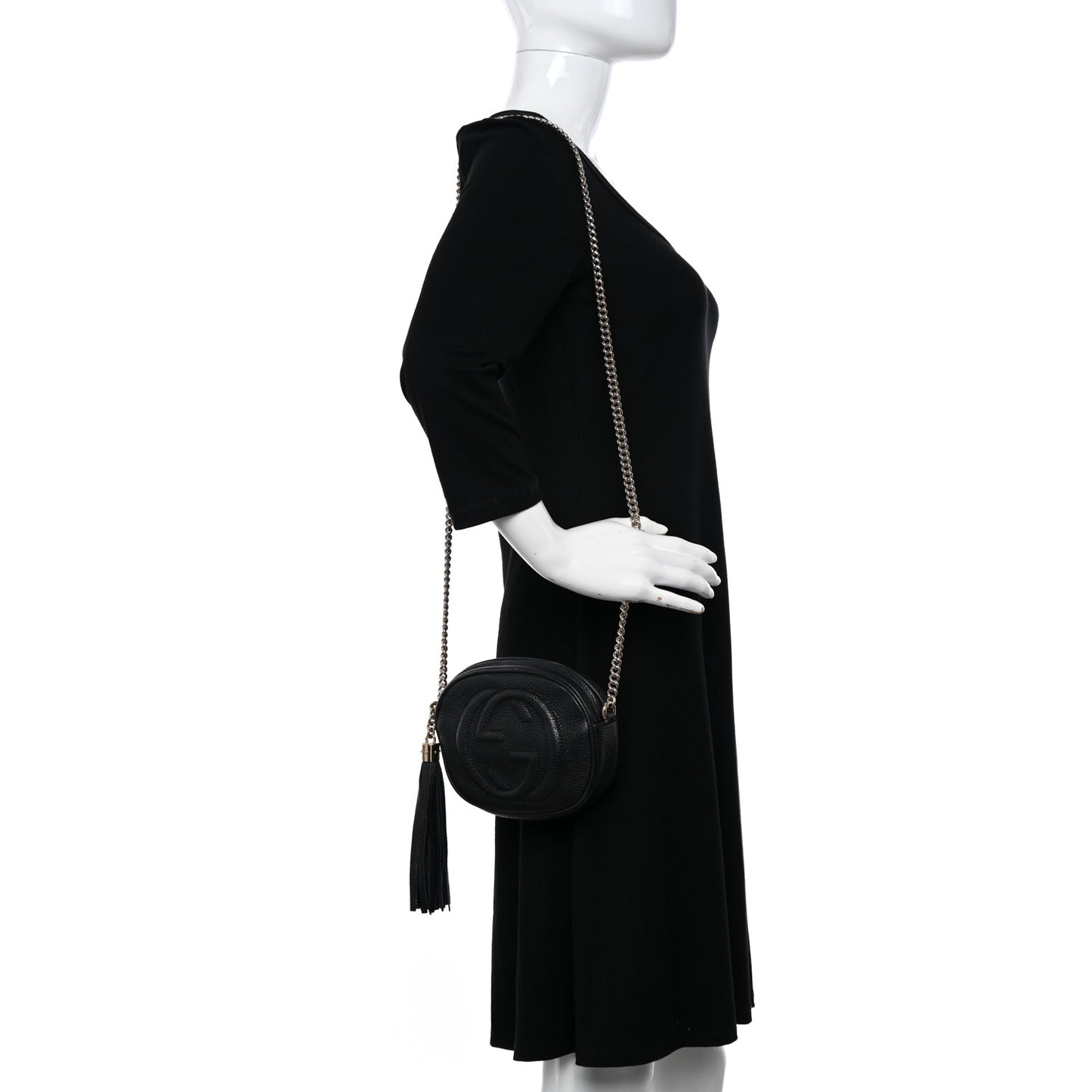 Pebbled Calfskin Mini Soho Chain Bag Black