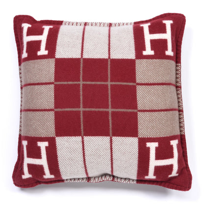 Hermes Wool Cashmere Avalon III Pillow PM Ecru Rouge 2 of 3
