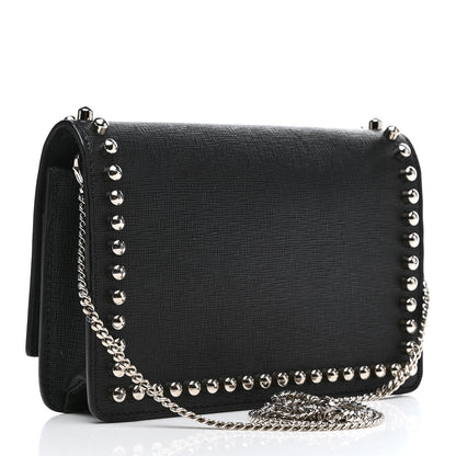 Fendi Vitello Elite Mink Fur Studded Karlito Tube Wallet on Chain Black 3 of 14