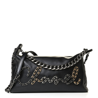 Chanel Calfskin Chain 20s Signature Hobo Black 1 of 5