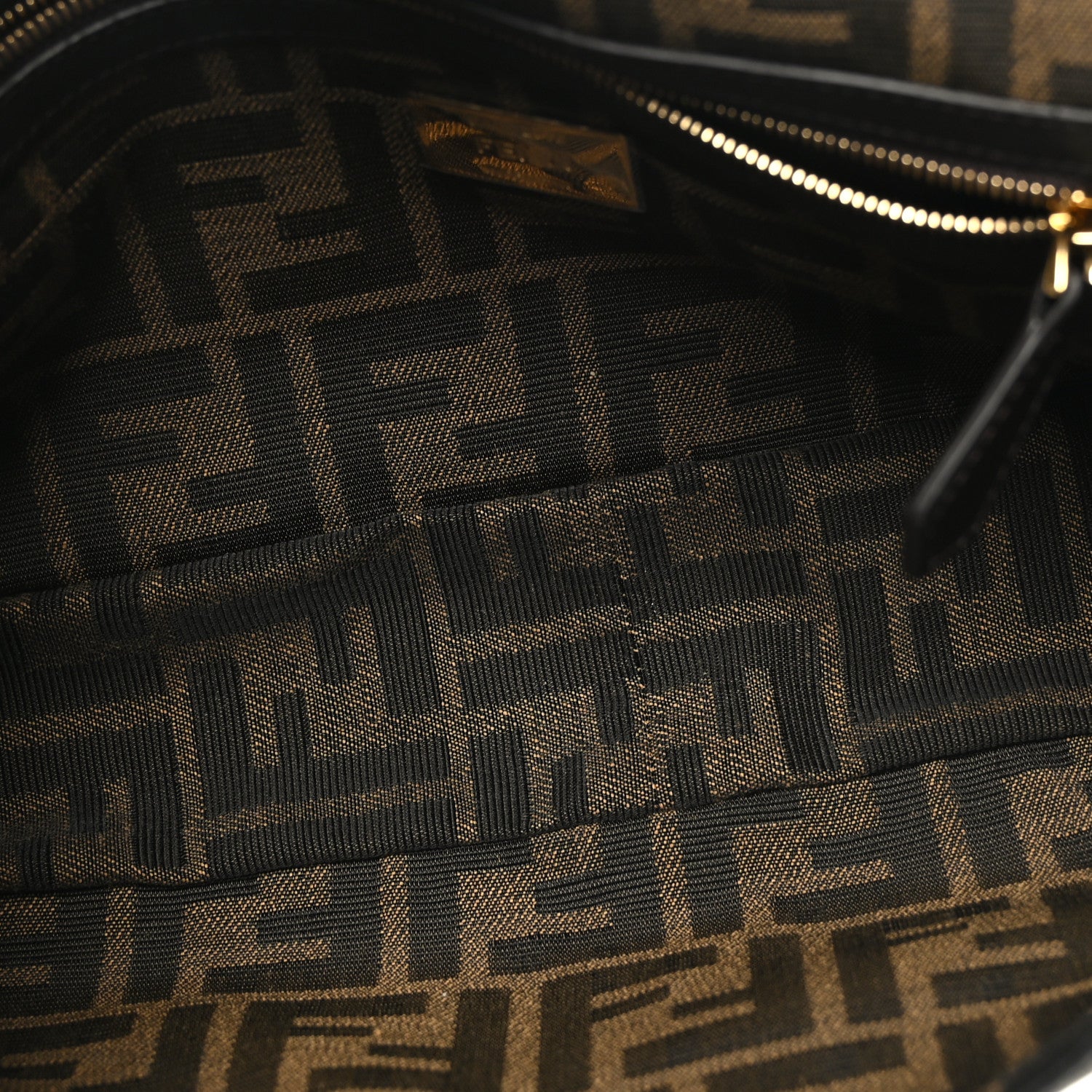 Fendi Fabric Jacquard FF 1974 Medium Baguette Tobacco Moro Black 5 of 9