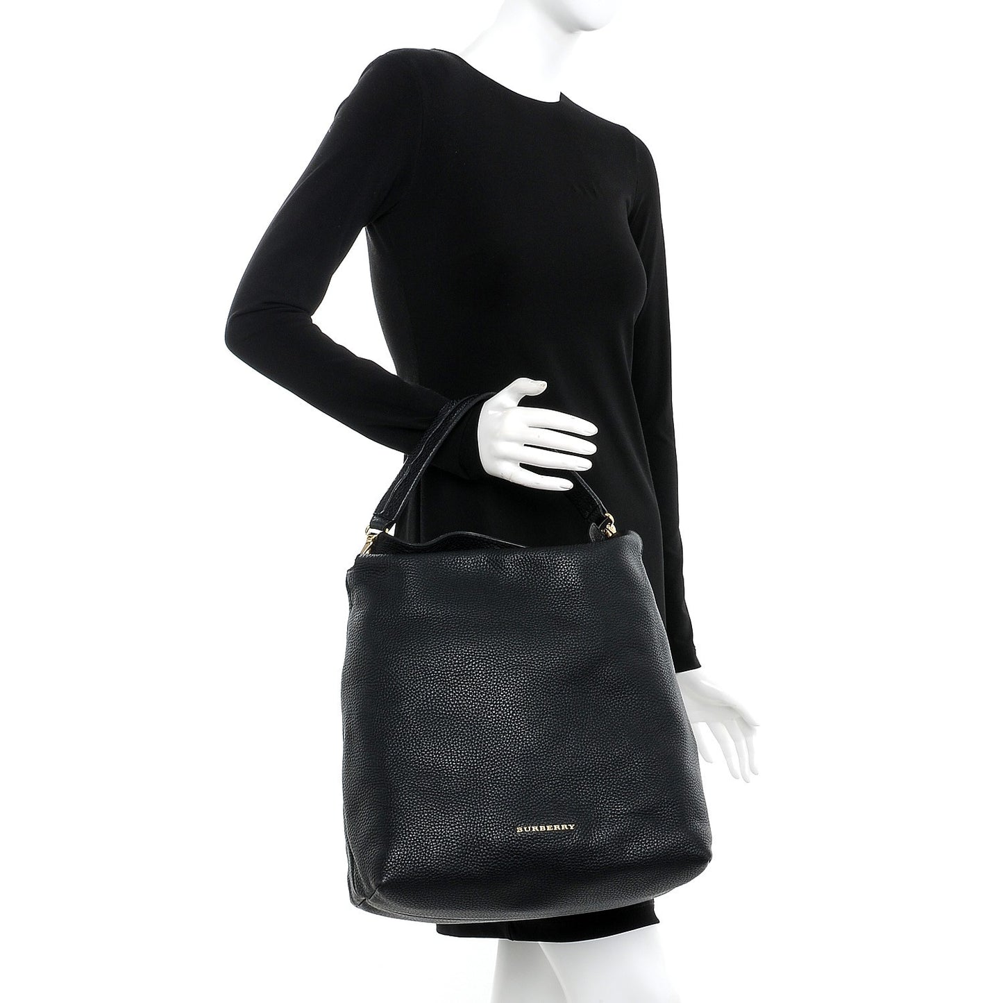 Grainy Calfskin Medium Cale Hobo Black