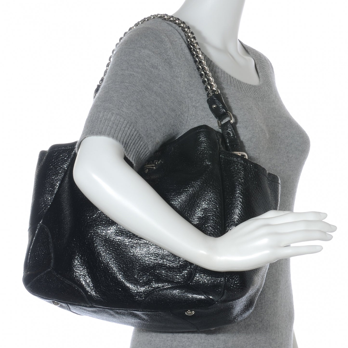 Cervo Lux Chain Shoulder Bag Black