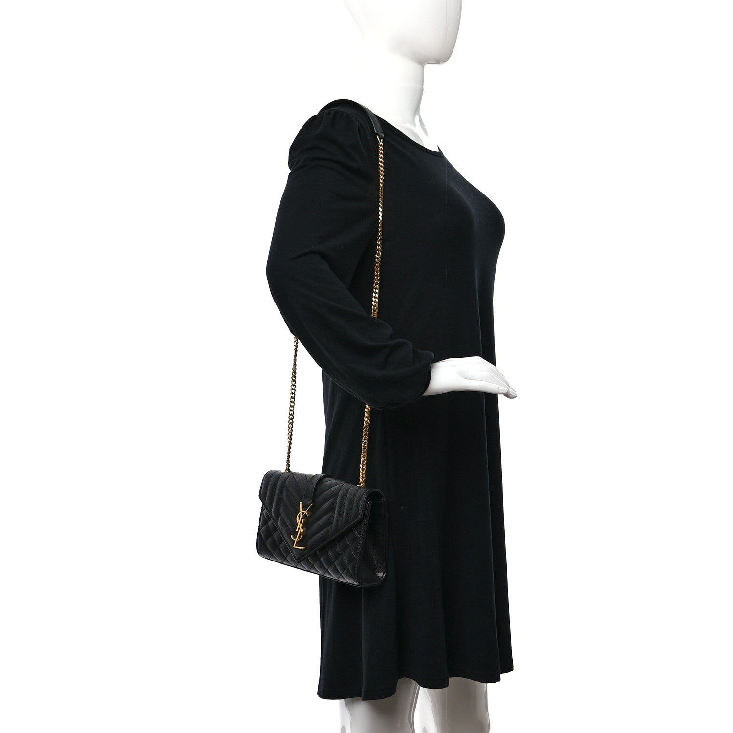 Saint Laurent Grain De Poudre Textured Mixed Matelasse Triquilt Small Monogram Satchel Black 2 of 11