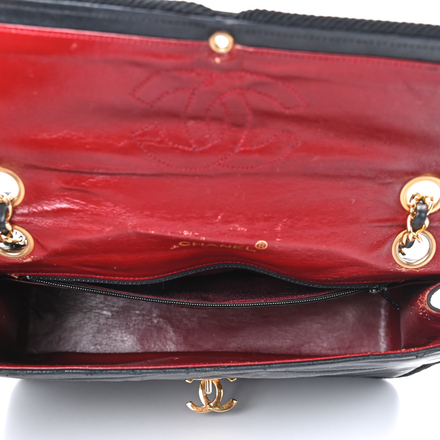 Lambskin Scallop Quilted Single Flap Black