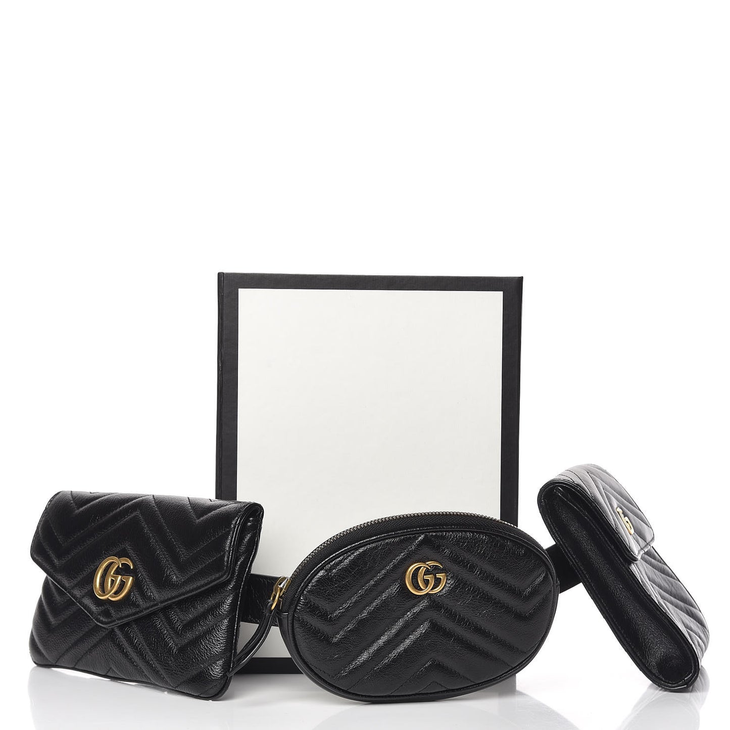Calfskin Matelasse GG Marmont 2.0 Multi Belt Bag 85 34 Black