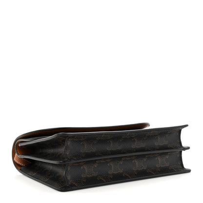 Celine Triomphe Canvas Lambskin Wallet On Strap Tan 4 of 10