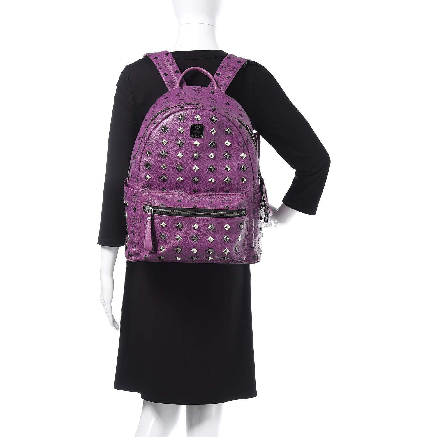 MCM Visetos Studded Medium Stark Backpack Purple 508567 – FASHIONPHILE