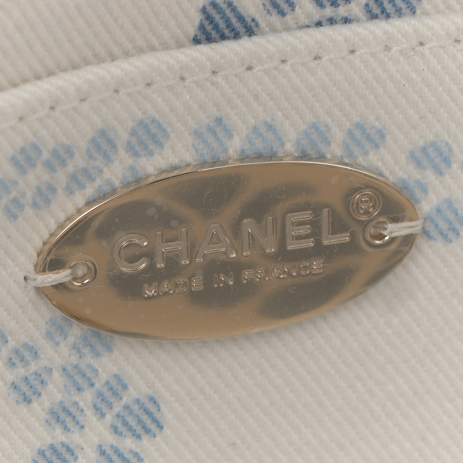 Chanel Printed Denim Quilted Mini Rectangular Flap Light Blue White 6 of 11