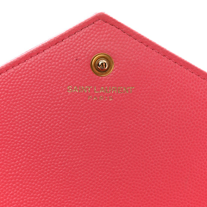 Saint Laurent Grain De Poudre Matelasse Chevron Monogram Chain Wallet Rose Clair 6 of 12