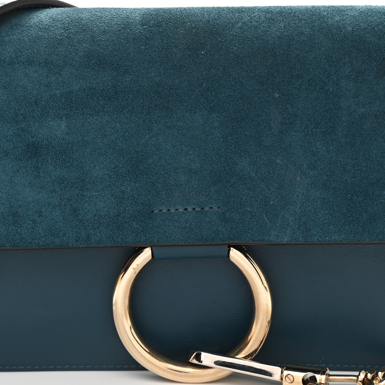 Chloe Suede Calfskin Small Faye Shoulder Bag Majolica Blue 14 of 20