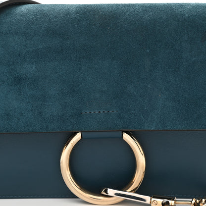 Chloe Suede Calfskin Small Faye Shoulder Bag Majolica Blue 14 of 20