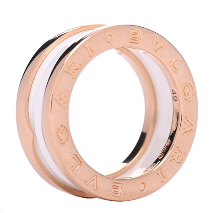 Bulgari 18K Rose Gold White Ceramic B.Zero1 Two-Band Ring 49 4.75 4 of 6